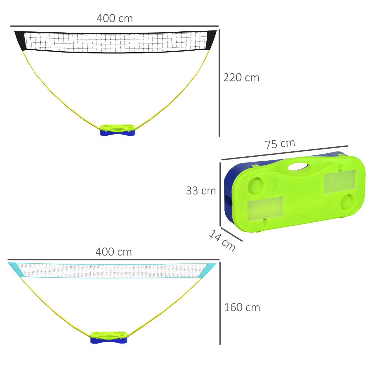 SPORTNOW Portable Badminton & Volleyball Net Set, Rackets, Shuttlecocks