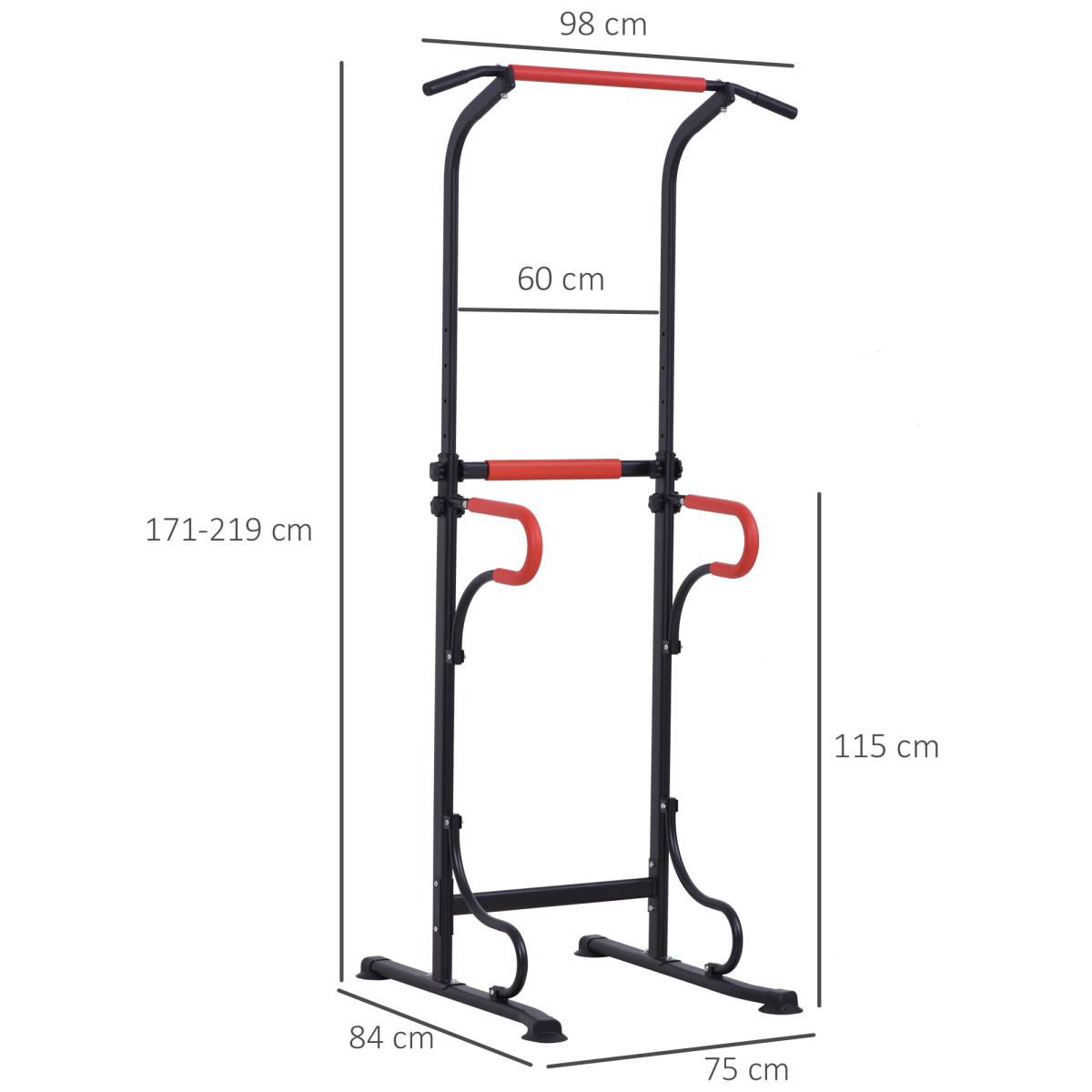 Steel Multi-Use Exercise Power Tower Station Adjustable Height with Grips