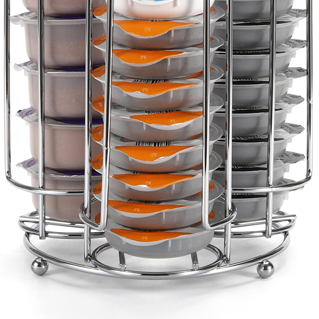 Vinsani Coffee Pod Stand for 48 Tassimo Coffee Capsules, 3-Section Coffee Capsule Holder, Metal Wire Storage Rack, Black/Sleek Finish