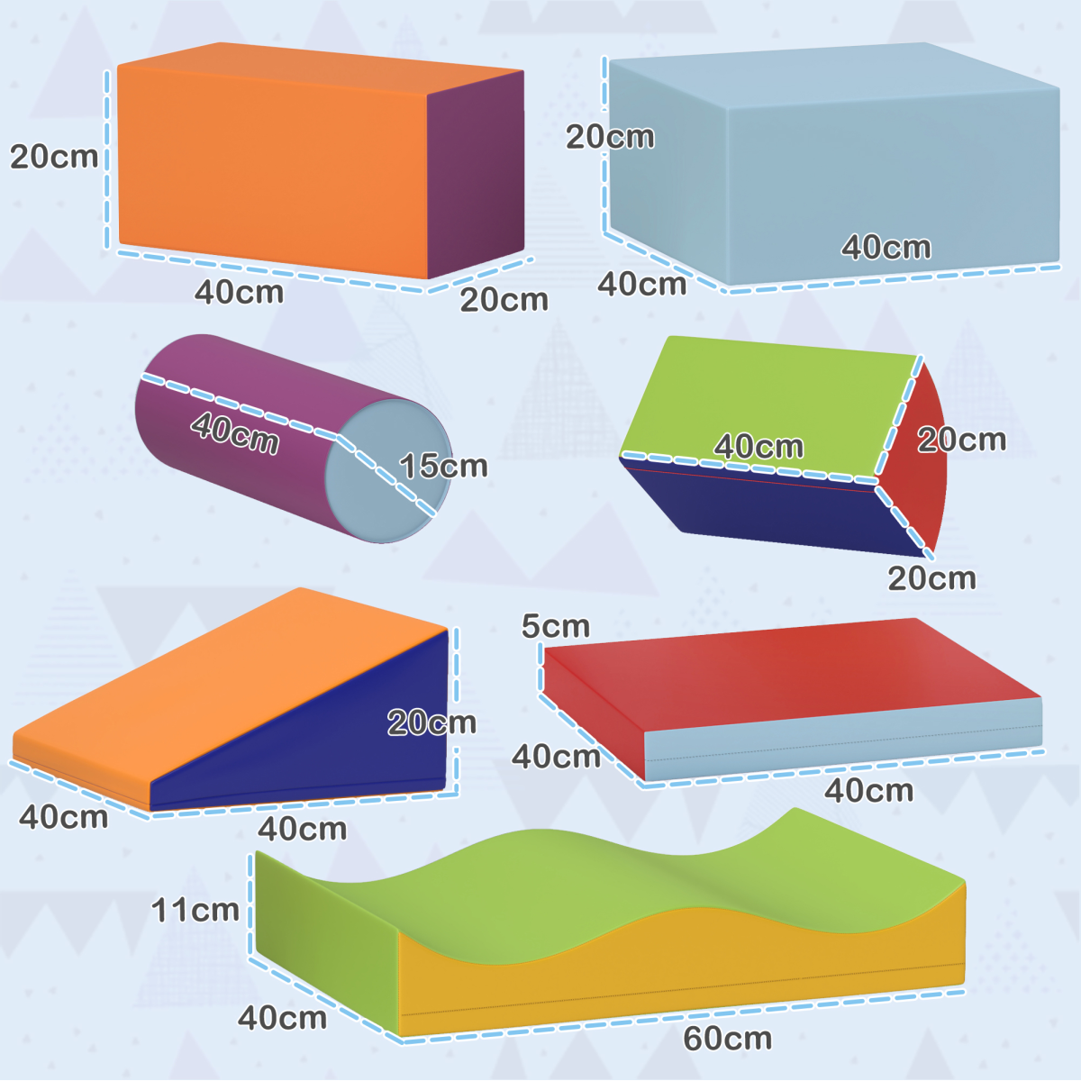 HOMCOM 7-Piece Soft Foam Puzzle Play Blocks Kids Learning Toy