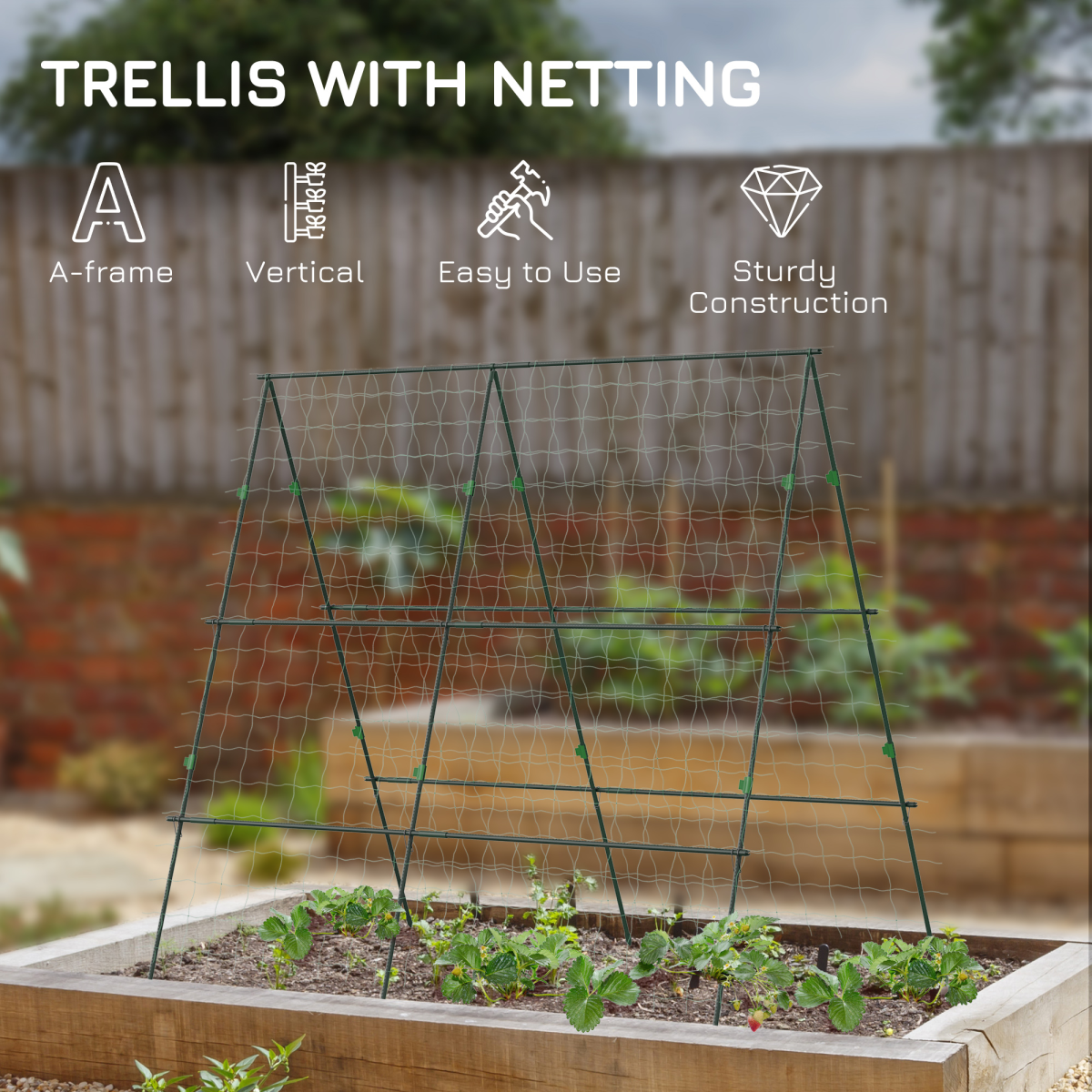 Outsunny A-Frame Garden Trellis with Climbing Net for Vegetables