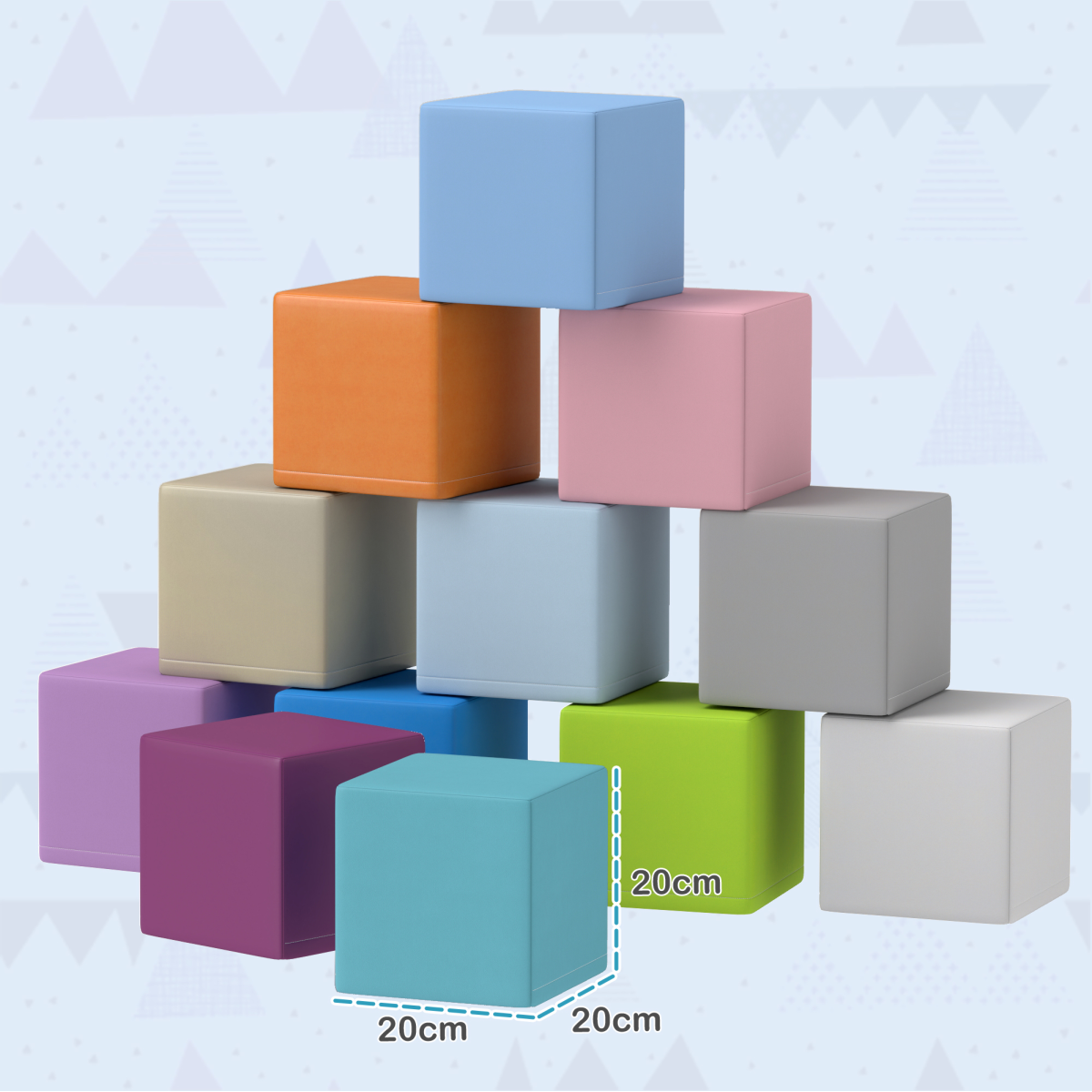 HOMCOM 12-Piece Soft Foam Play Blocks for Toddlers, Multicolour
