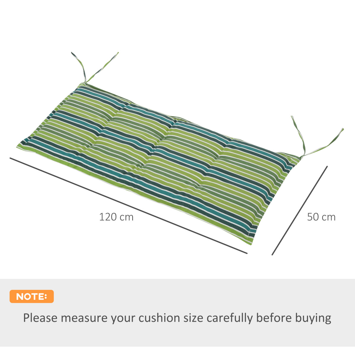 Set of 2 Green Striped Outdoor Bench Seat Cushions
