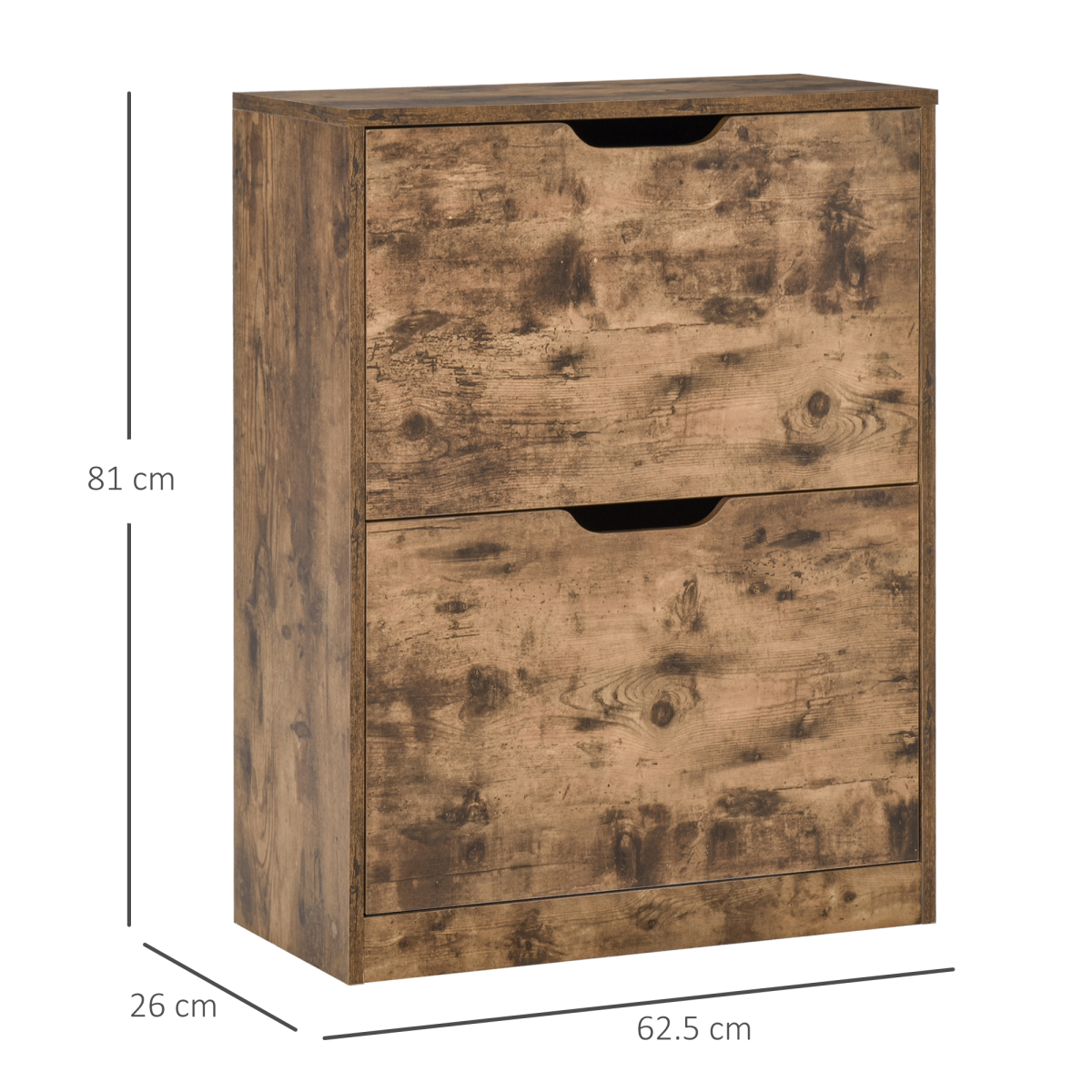 HOMCOM 2-Drawer Shoe Cabinet with Flip Doors for Hallway