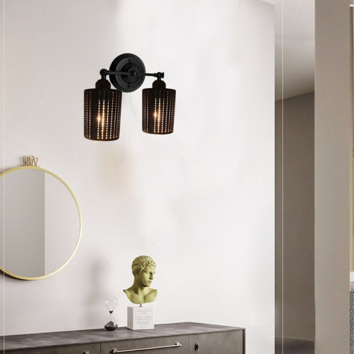 Brushed Copper Wall Light, Wall-Mounted Iron Sconce for Living Room