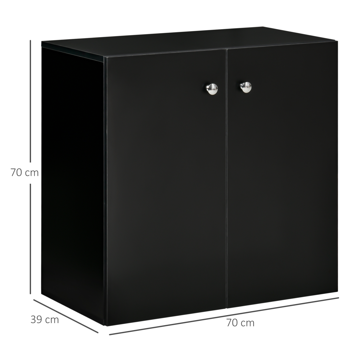 HOMCOM Freestanding Storage Cabinet with Two Shelves, Wooden Sideboard, Black