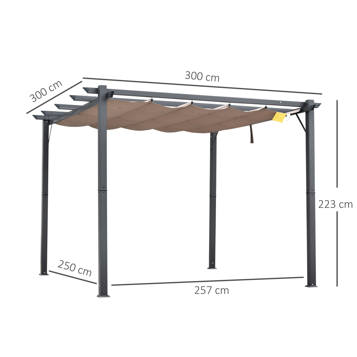 Outsunny 3 x 3 m Pergola Gazebo with Adjustable Canopy, Brown/Black