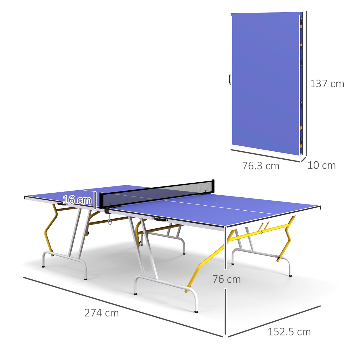 SPORTNOW 9FT Foldable Table Tennis Table Set with Net, Balls - Blue
