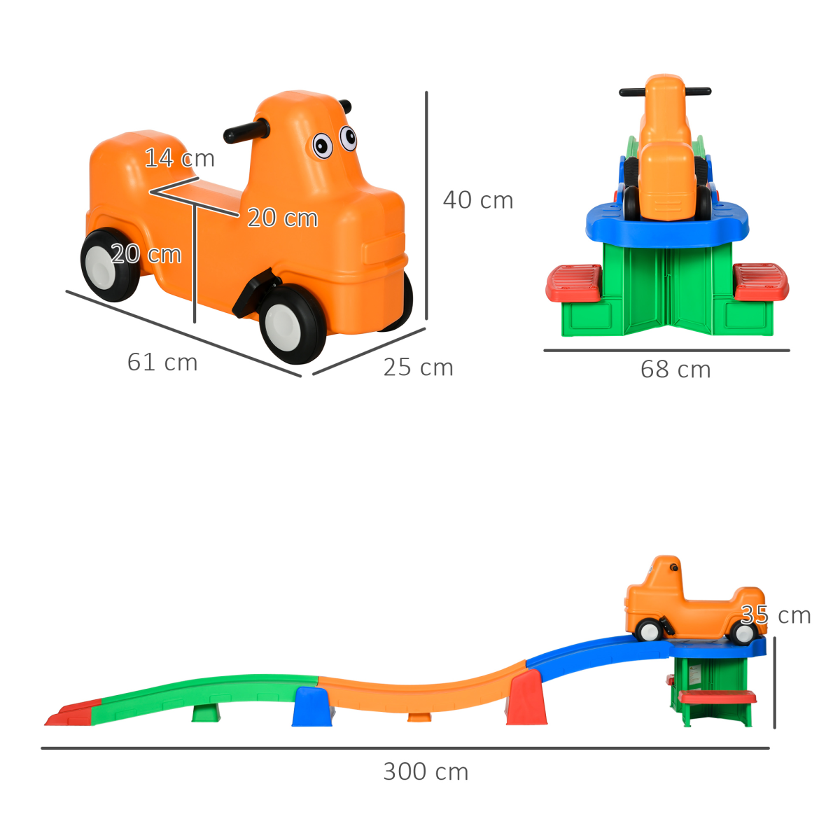3m Kids Rollercoaster Slide with Non-Slip Steps, Ages 2-5, Multicoloured