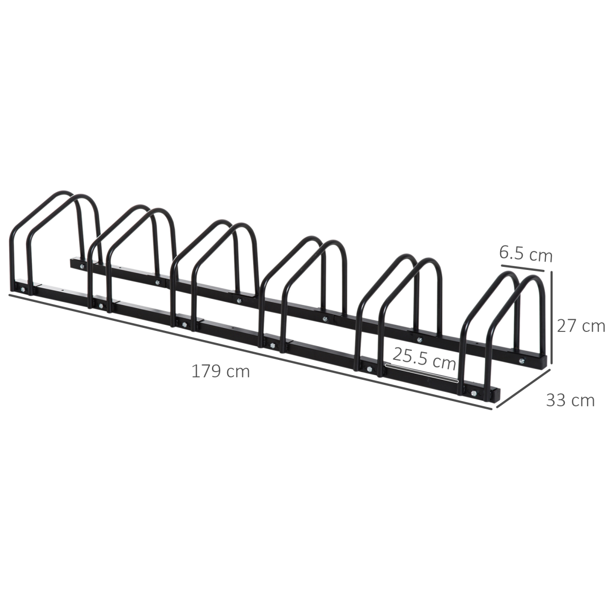 6 Bike Parking Rack Locking Storage Stand Holder Floor or Wall Mount Detachable Single Bike Stand Black Steel