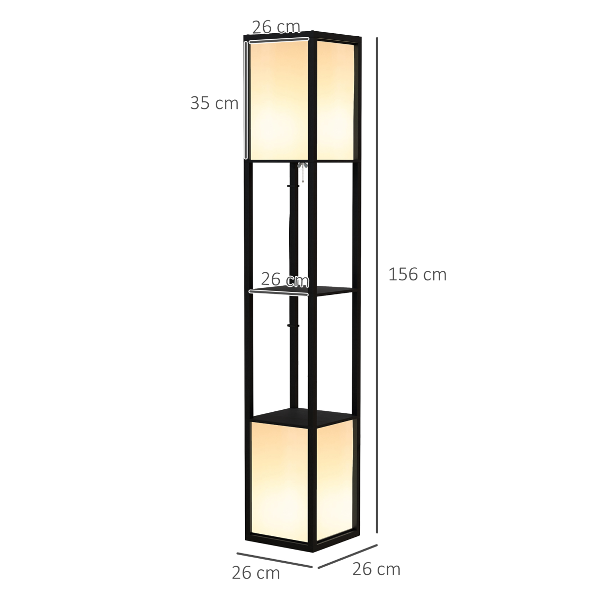 HOMCOM Shelf Floor Lamp with Dual Light, for Living Room, Bedroom, Black