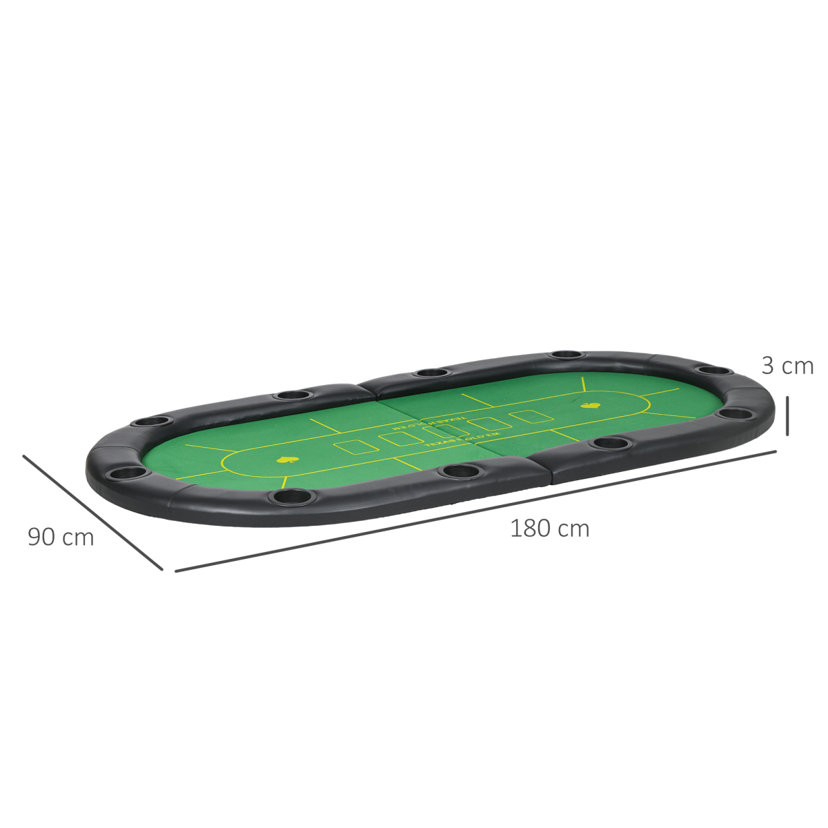 SPORTNOW Foldable 10-Player Poker Table Top with Cup Holders & Carry Bag