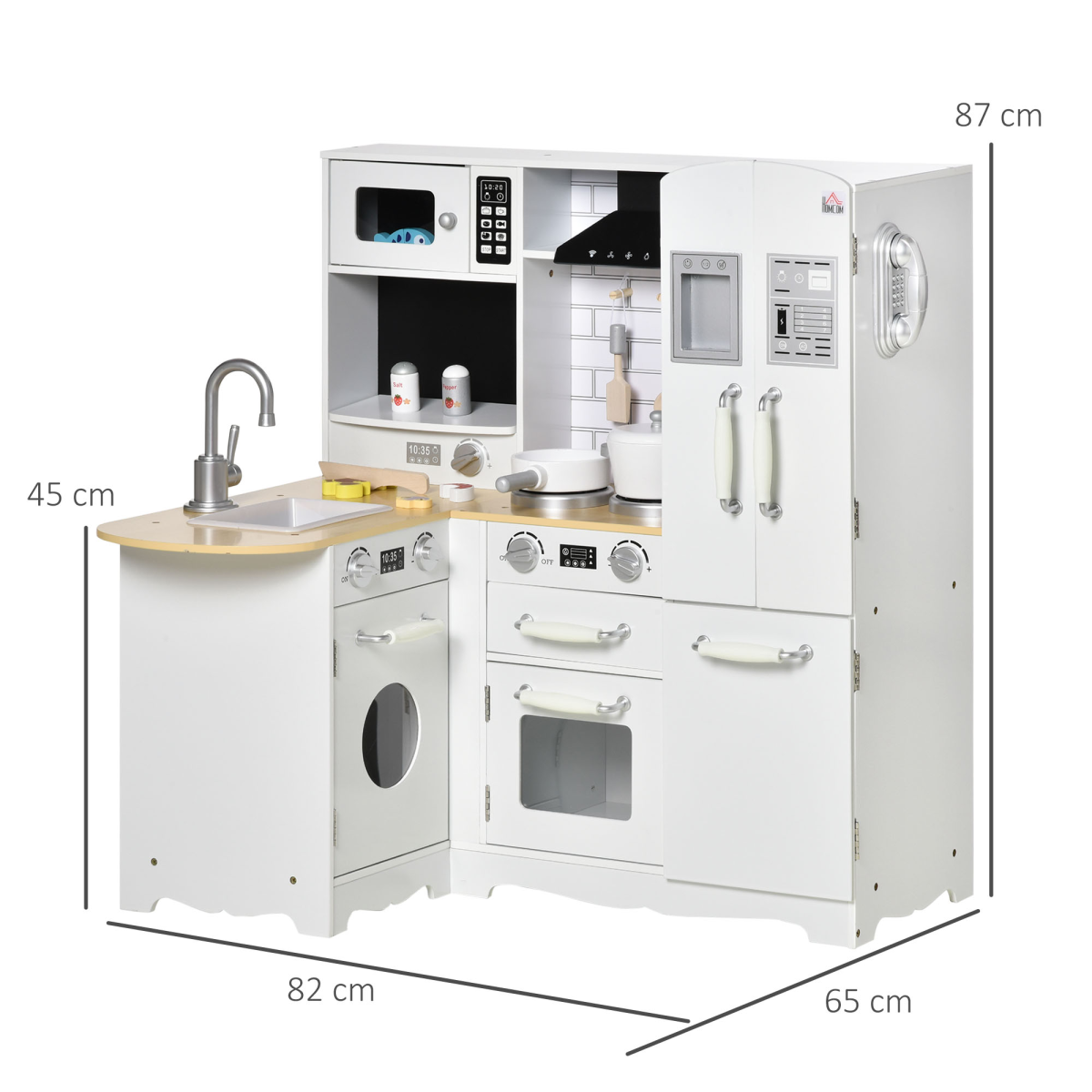 HOMCOM White Kids Kitchen Playset with Full Accessories