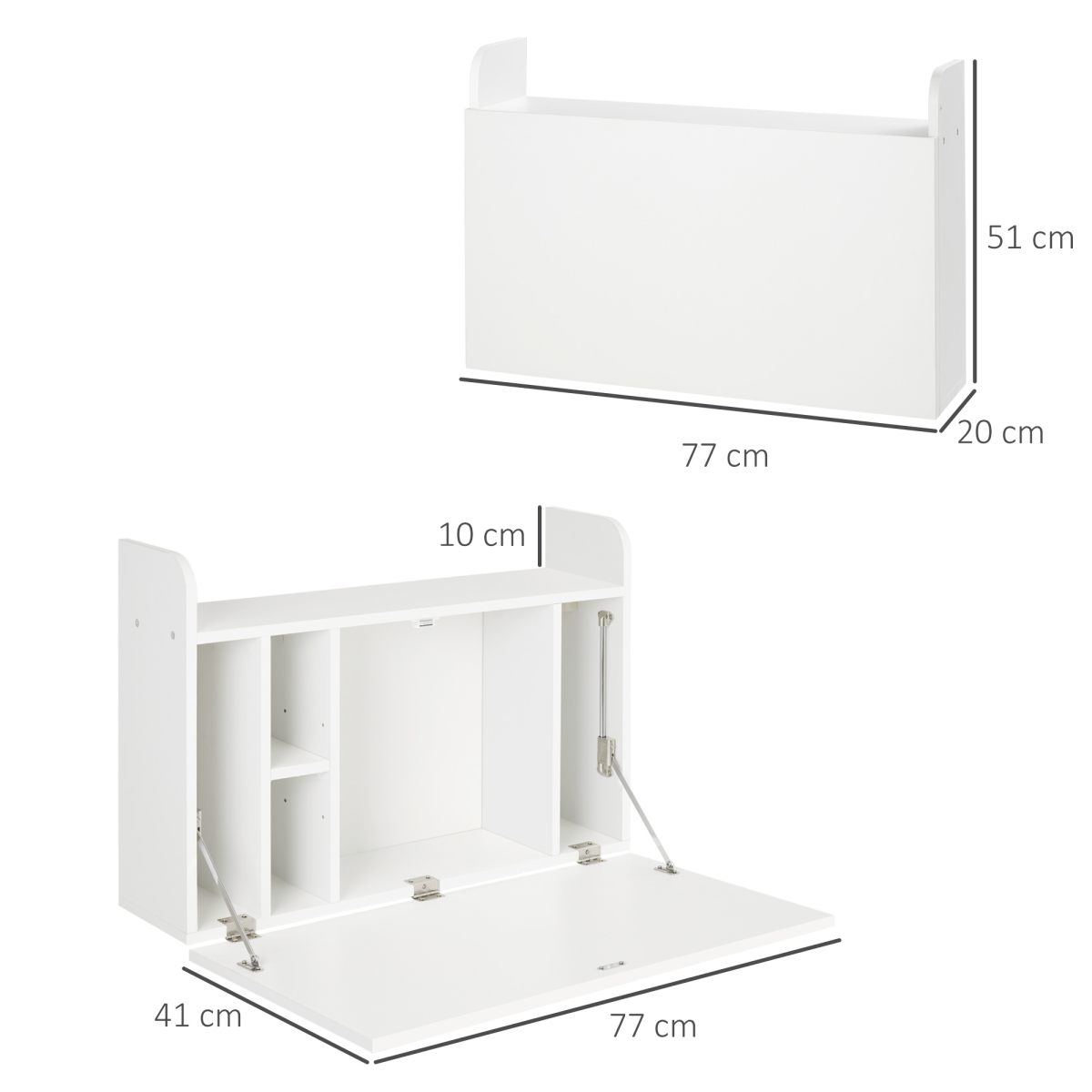 Wall Mounted Fold-Down Floating Computer Desk with Storage