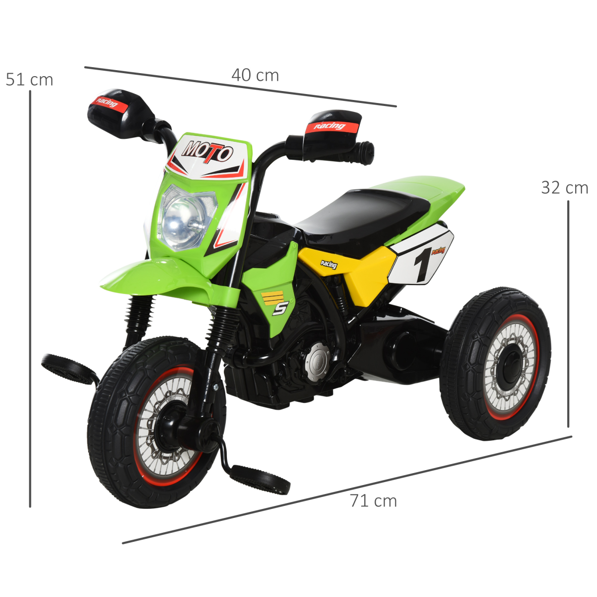 HOMCOM Toddler Pedal Tricycle Ride-On with Music and Lights, 18-36 Months