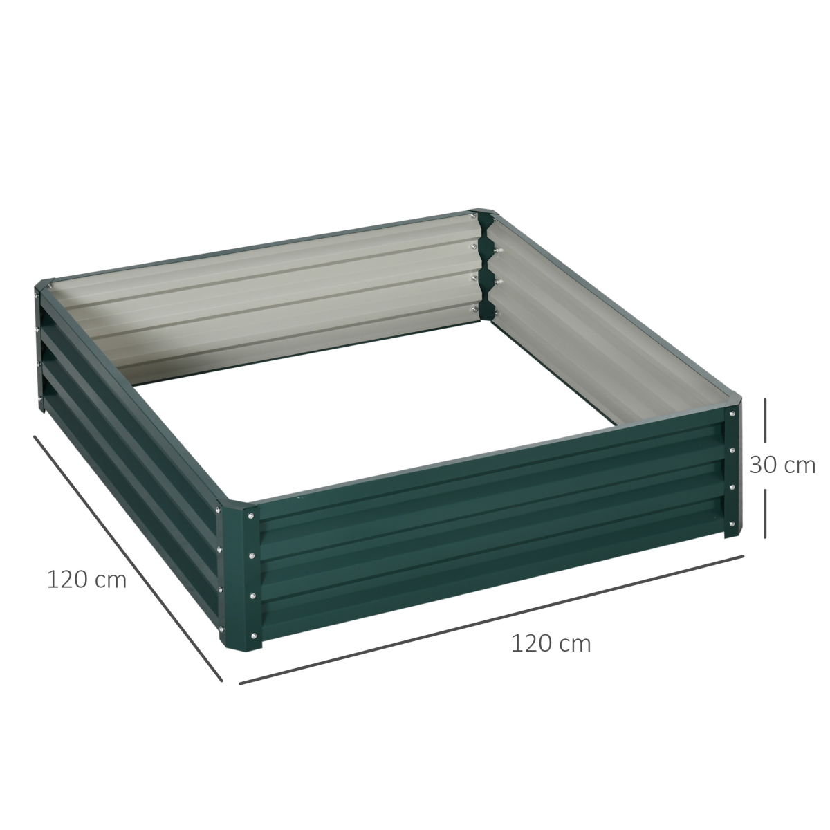 Outsunny 120x120cm Galvanised Steel Raised Garden Bed Planter
