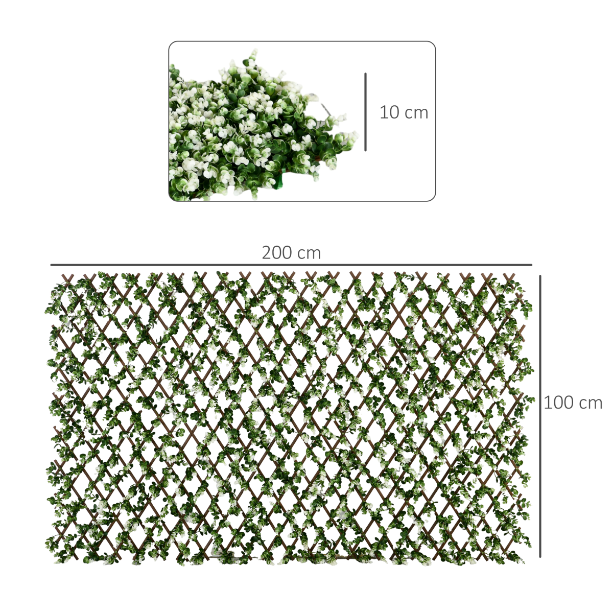 Outsunny 2 Pieces Decorative Trellis with Artificial Leaves, 2m x 1m, Eucalyptus