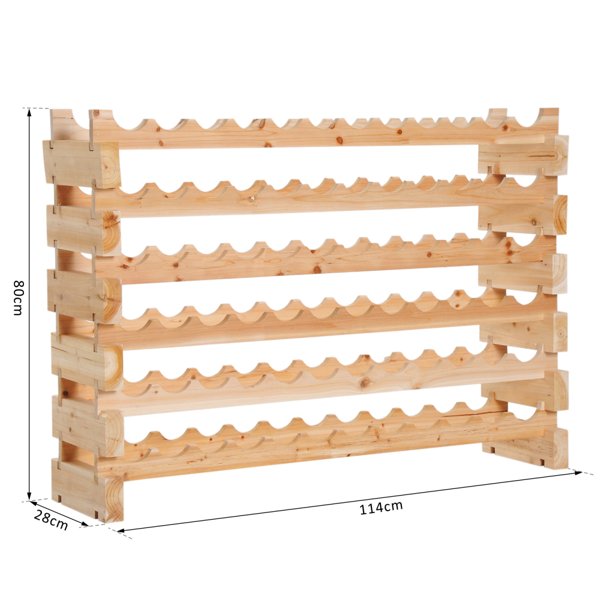 HOMCOM Wooden 72-Bottle 6-Tier Stackable Standing Wine Rack Shelf Storage Holder