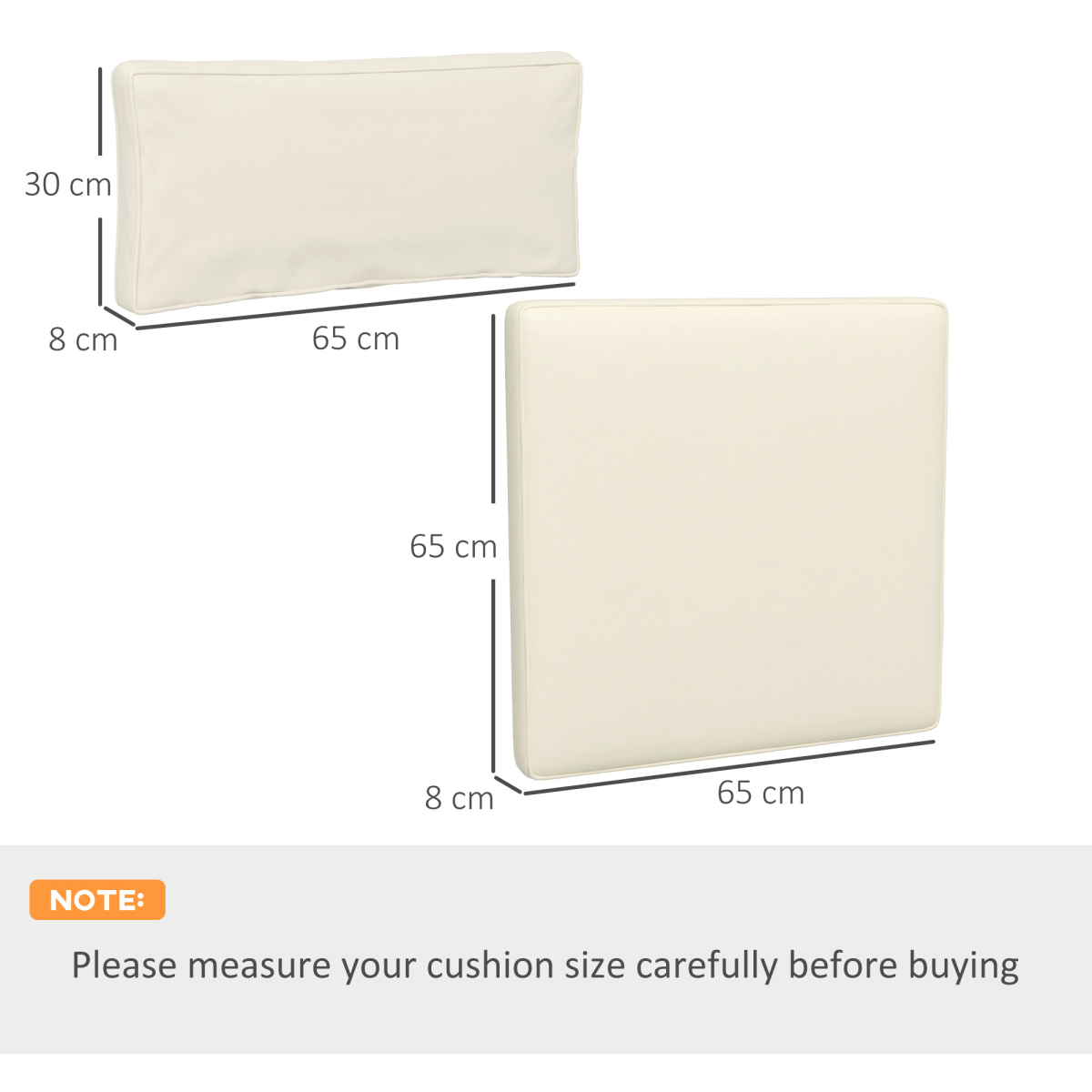 Outsunny Replacement Cushions for Outdoor Furniture Garden Seat Cushion Pad