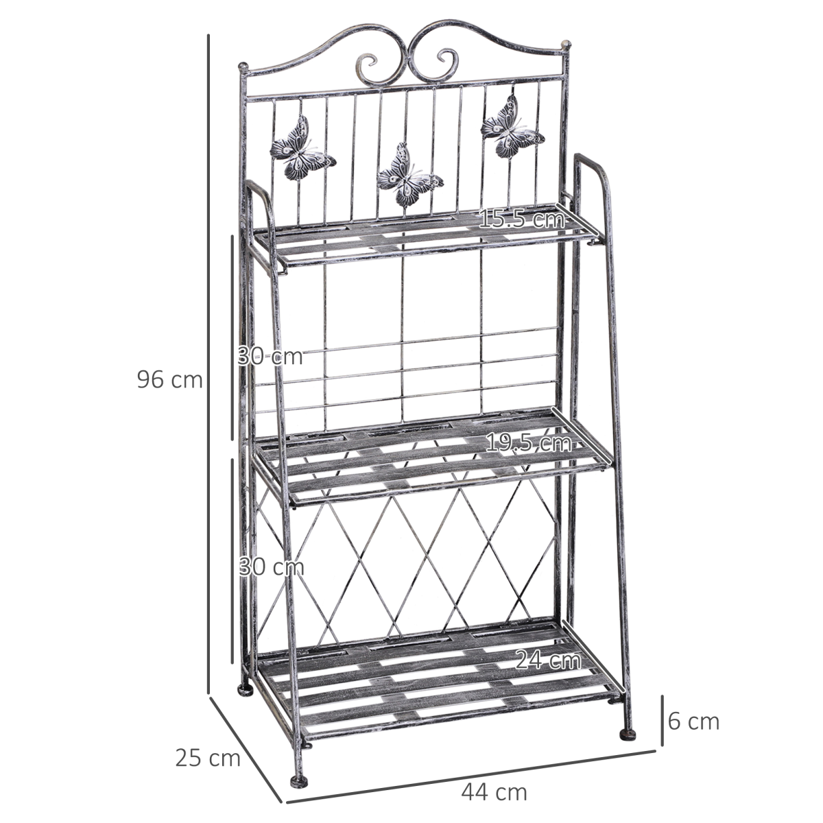 3-Tier Metal Folding Plant Stand Display Rack for Indoor and Outdoor Use