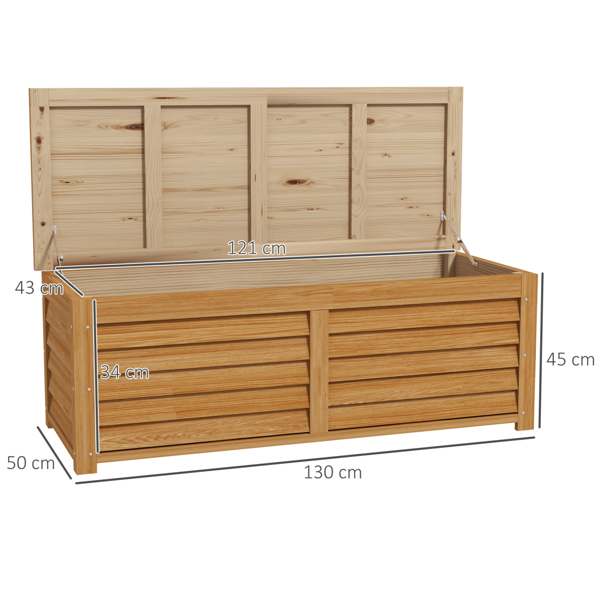 Outsunny 292L Fir Wood Outdoor Storage Box for Patio, Poolside