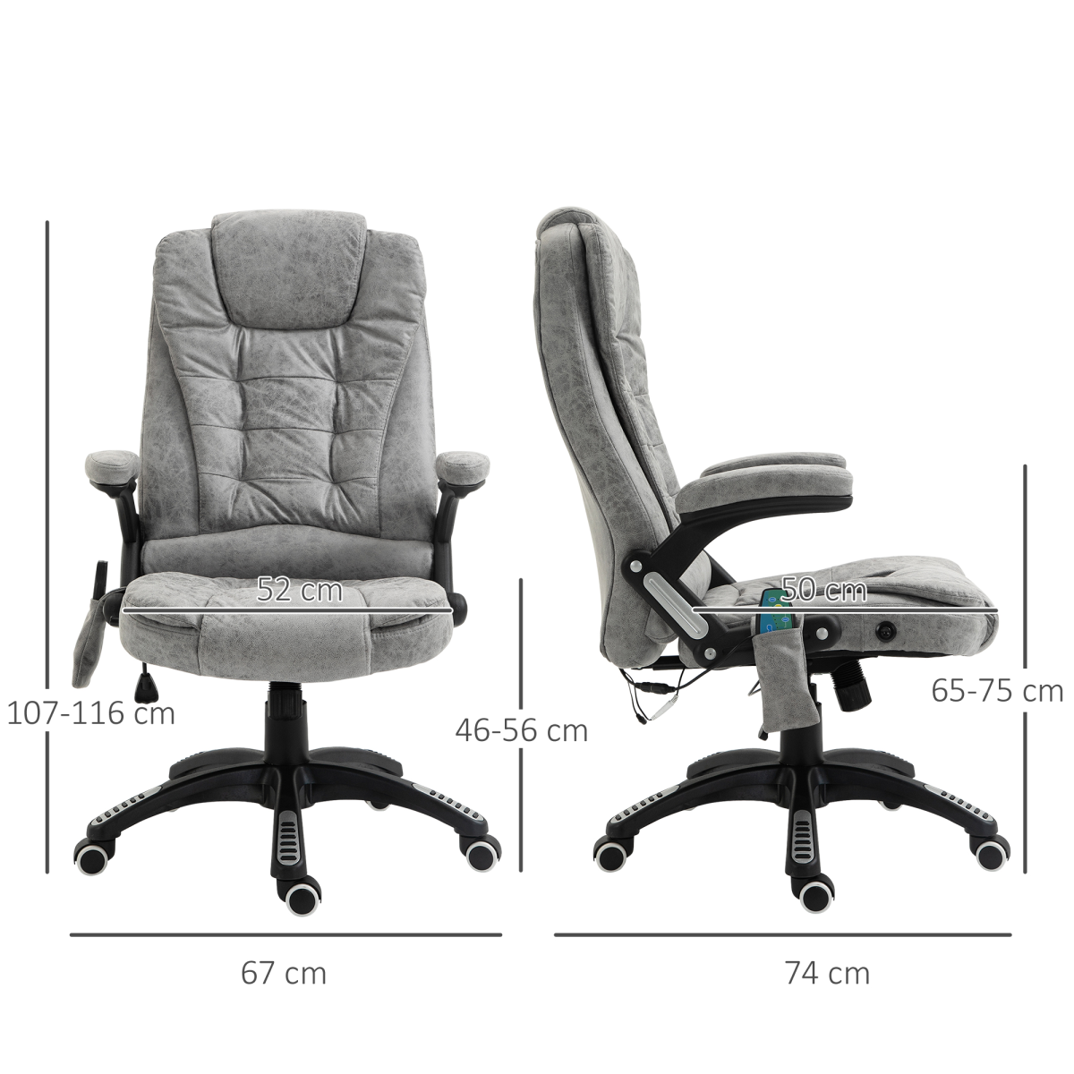 Grey Executive Reclining Office Chair with Heating Massage Headrest