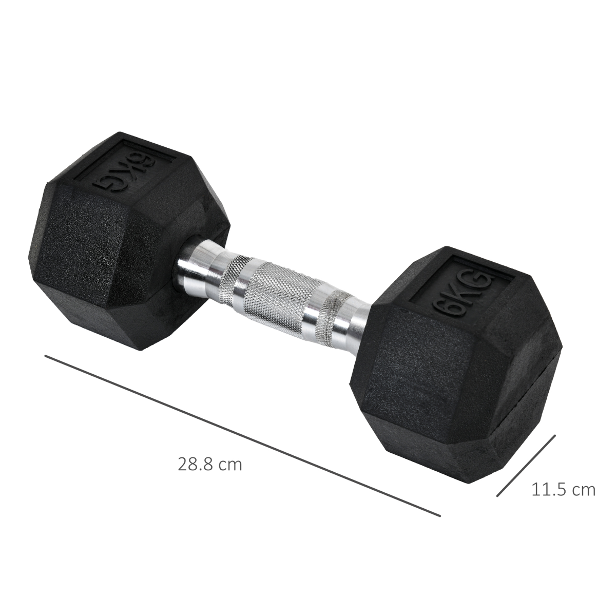 HOMCOM Hexagonal Dumbbells Kit, 2 x 6kg Weight Lifting Dumbbells for Home Fitness