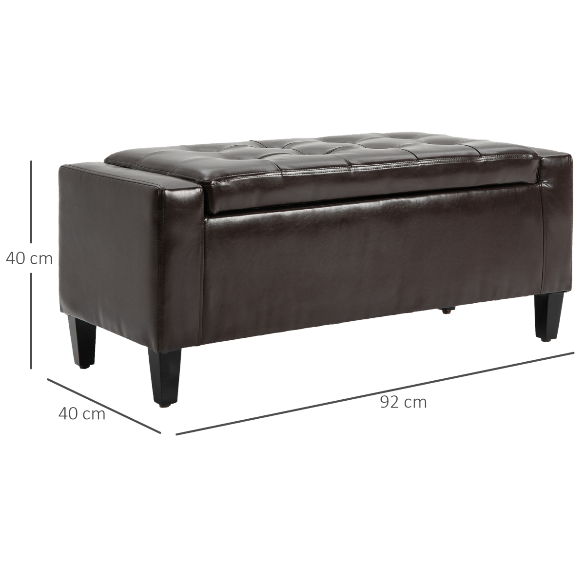 HOMCOM Tufted Faux Leather Storage Ottoman Bench, Padded Seat
