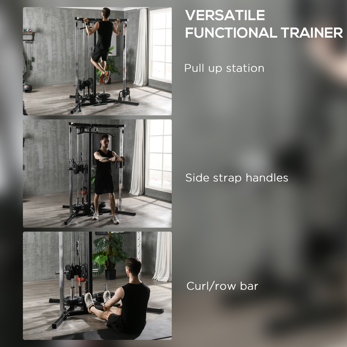 SPORTNOW Adjustable Home Gym Machine with Dual Pulley System
