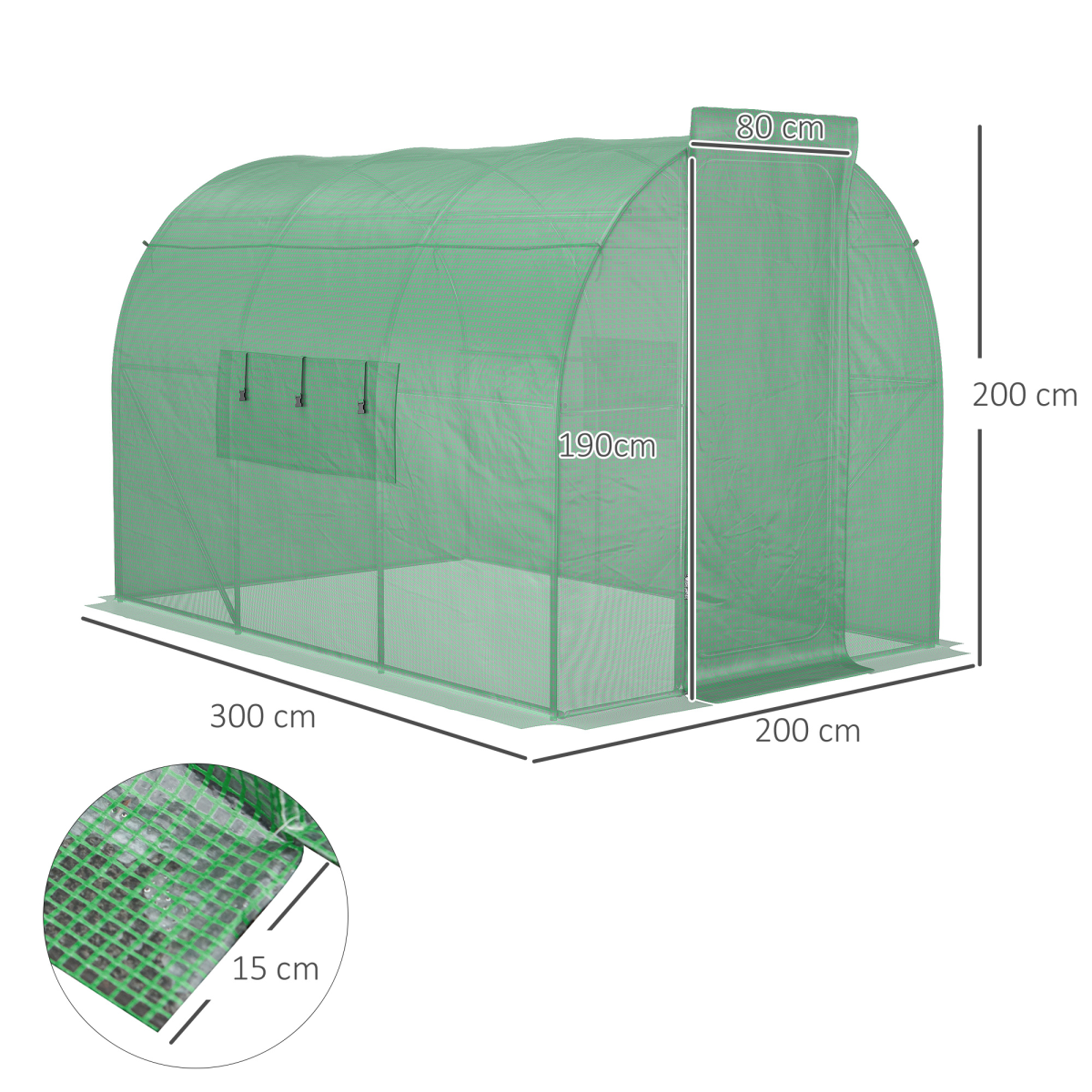 Outsunny 3 x 2m Walk-In Polytunnel Greenhouse with Heavy-Duty Steel Frame and PE Cover