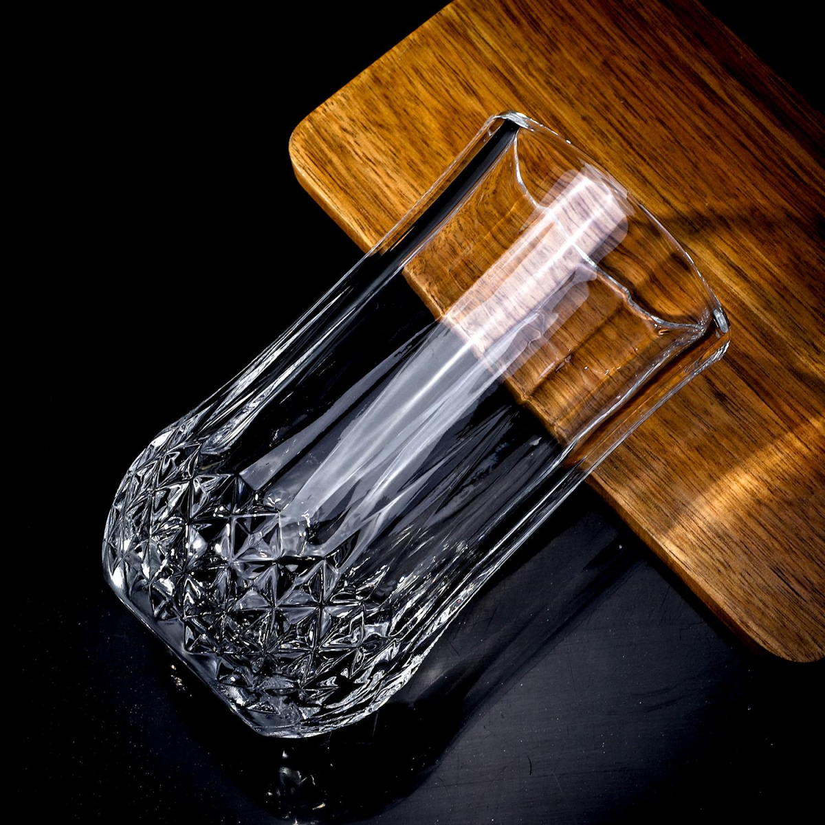 Vinsani 350ml Crystal-Cut Tall Glasses 6 Pack, Dishwasher Safe, BPA Free, Toughened Soda-Lime Glass