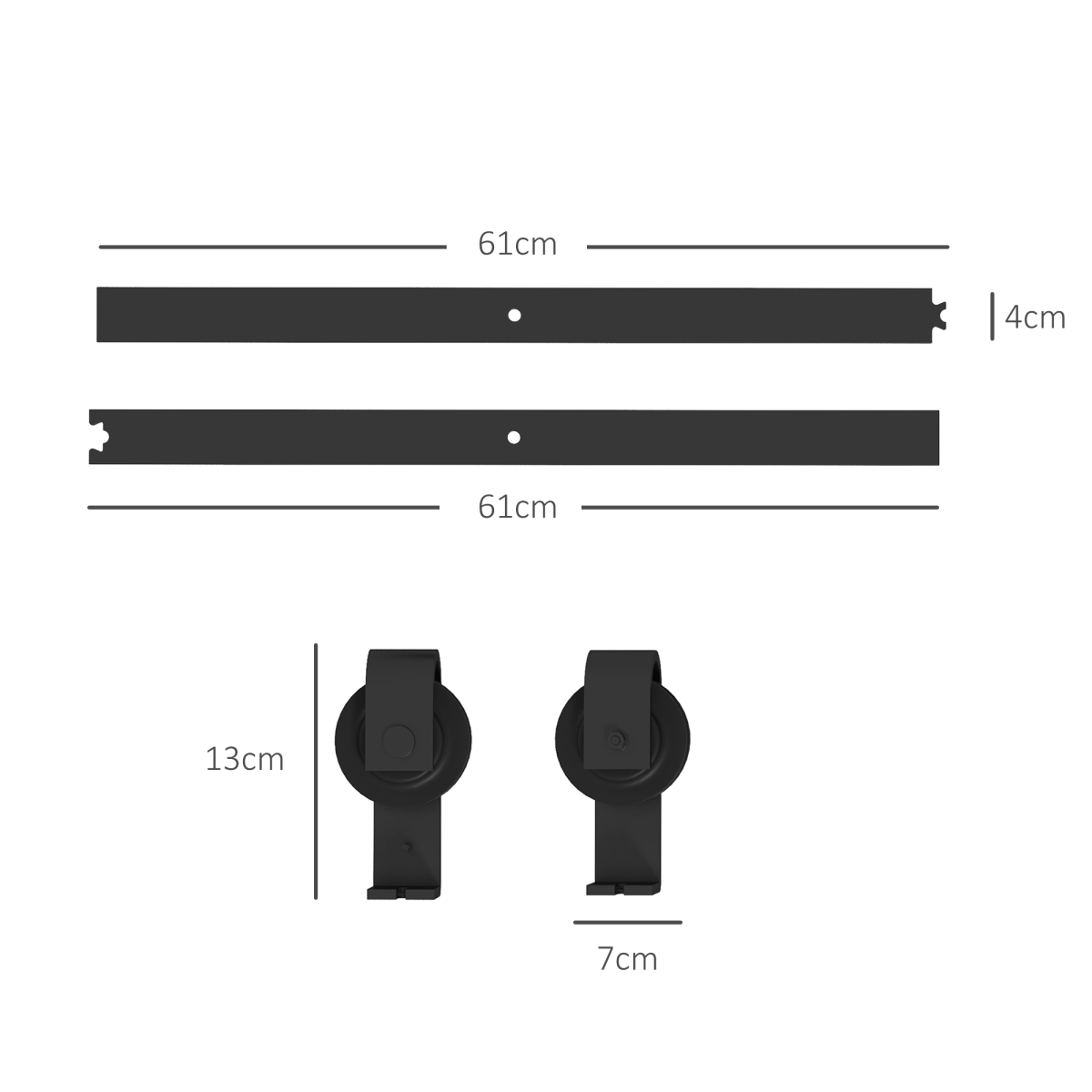 HOMCOM 4FT/122cm Bi-Folding Sliding Barn Door Hardware Kit, Black