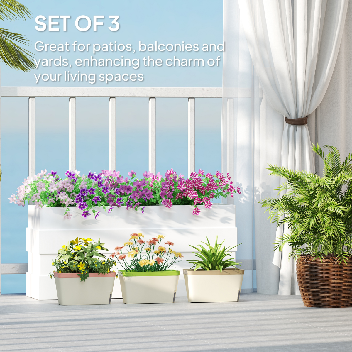 Outsunny 3-Piece Self-Watering Plant Pots with Water Level Window