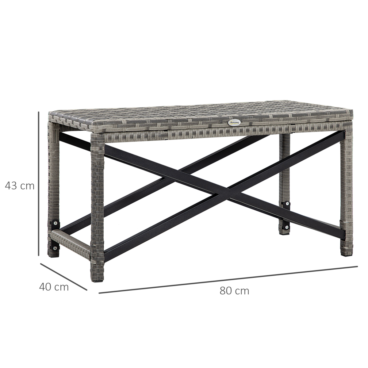 Outsunny Outdoor Rattan Coffee Table with Woven Plastic Top