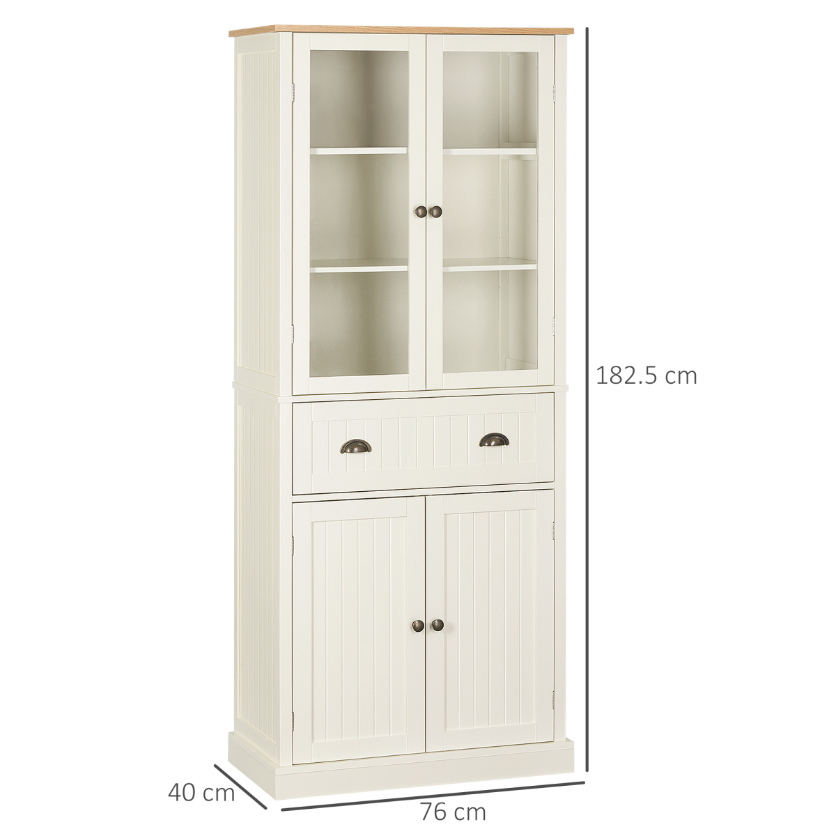 Kitchen Pantry Storage Cabinet, 5-Tier Adjustable Shelves, 4-Door with Drawer