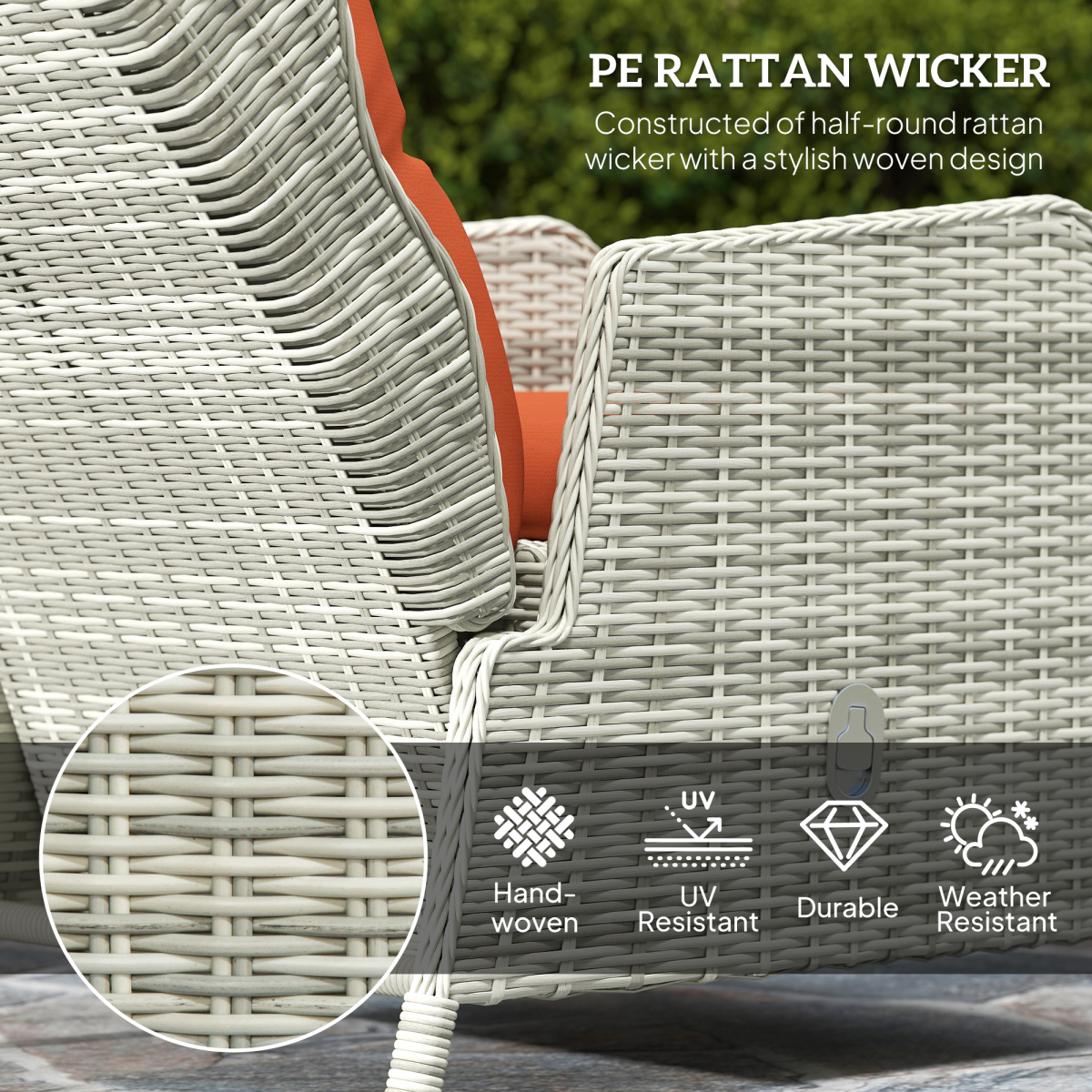 Outsunny 5-Piece Orange Rattan Reclining Garden Furniture Set