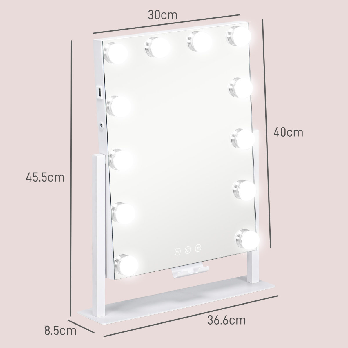 HOMCOM Hollywood Makeup Mirror with 10x Magnifier, USB Port