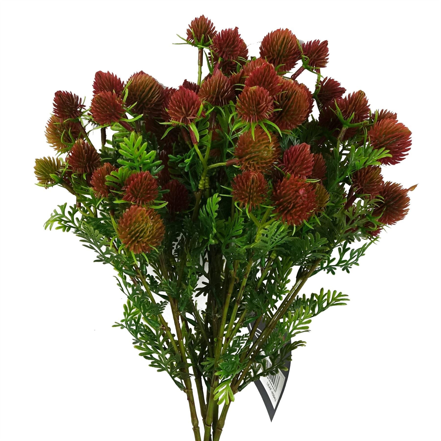 Leaf 55cm Red Artificial Craspedia Stem with Wired Shapable Stem and Silk Leaves