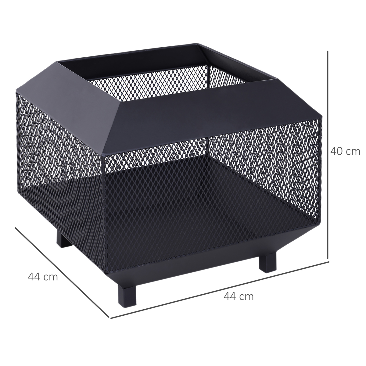 HOMCOM Square Steel Fire Pit with Poker, Black