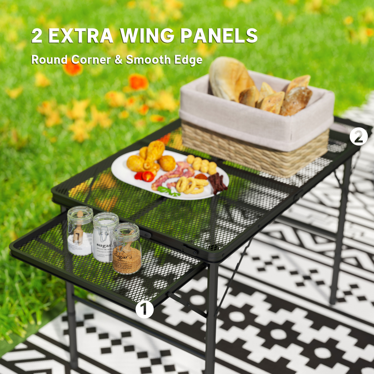Outsunny 4.5ft Portable Foldable Height Adjustable Picnic Table