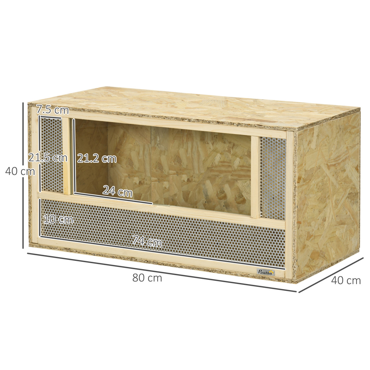 PawHut 80cm Reptile Terrarium with Glass Sliding Doors, Mesh Panels