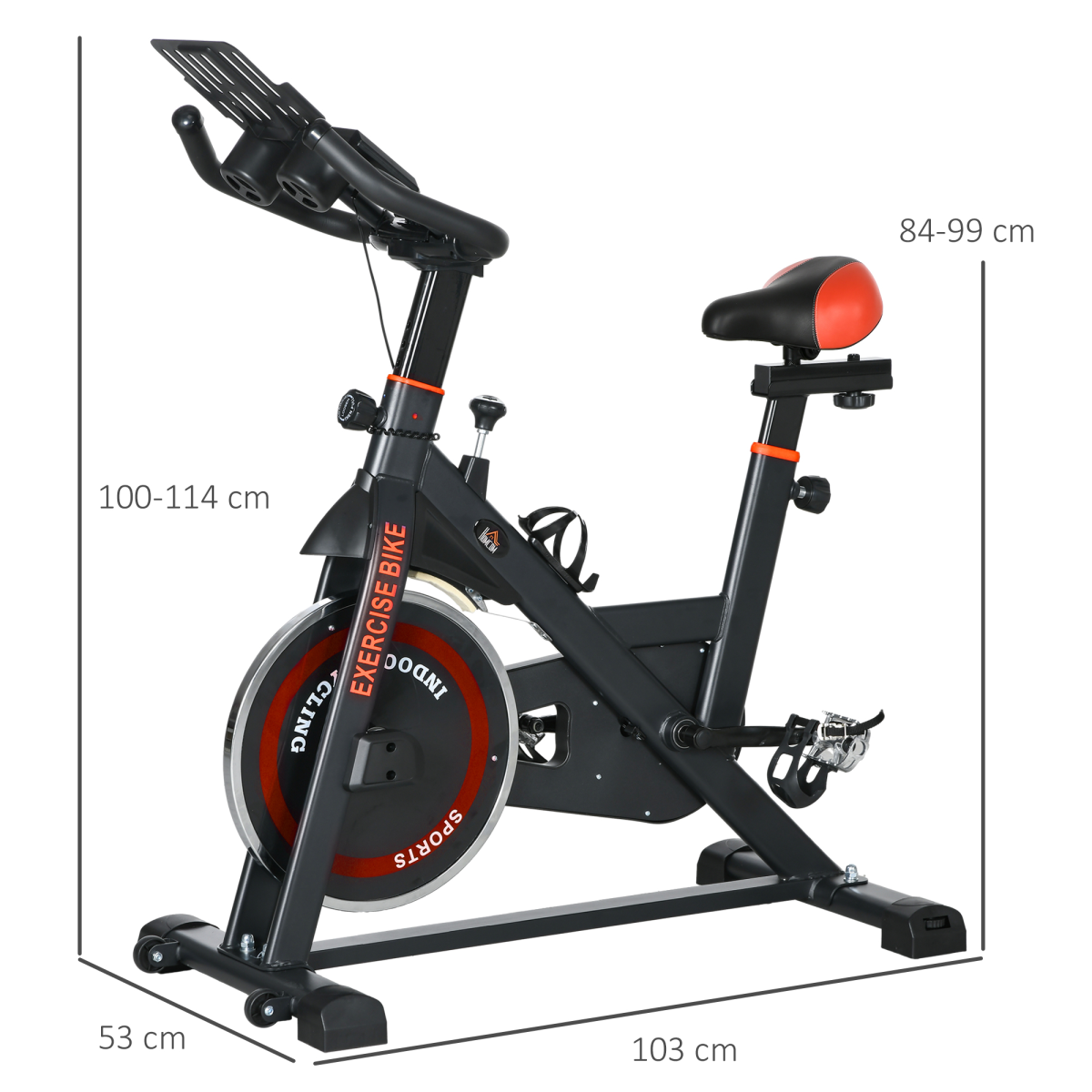 HOMCOM 8kg Flywheel Exercise Bike, Adjustable Height & Resistance, Black