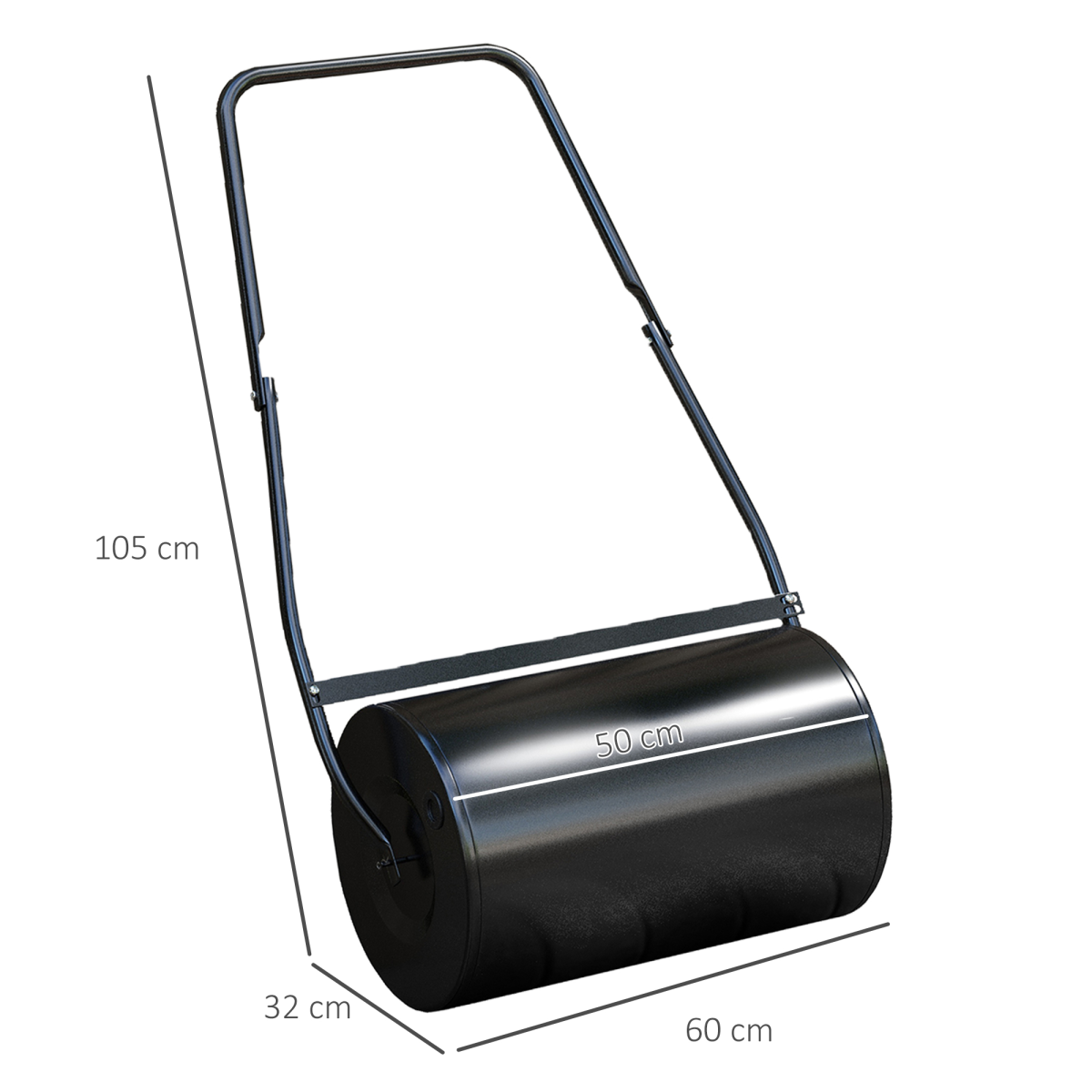 Durhand Garden Lawn Roller, 38L Steel Push Grass Roller with U-Shaped Handle