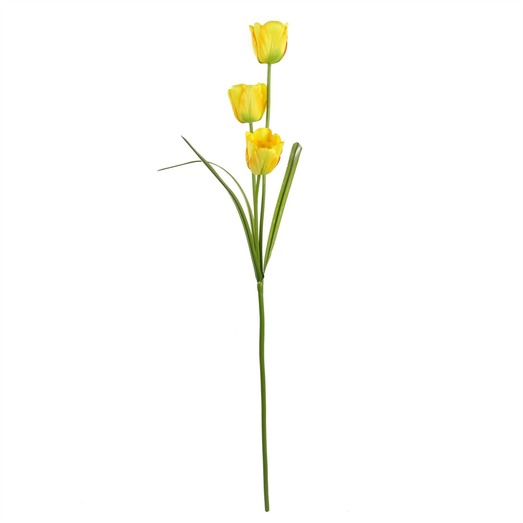 Leaf Pack of 6 80cm Artificial Yellow Tulip Stems with 3 Flowers