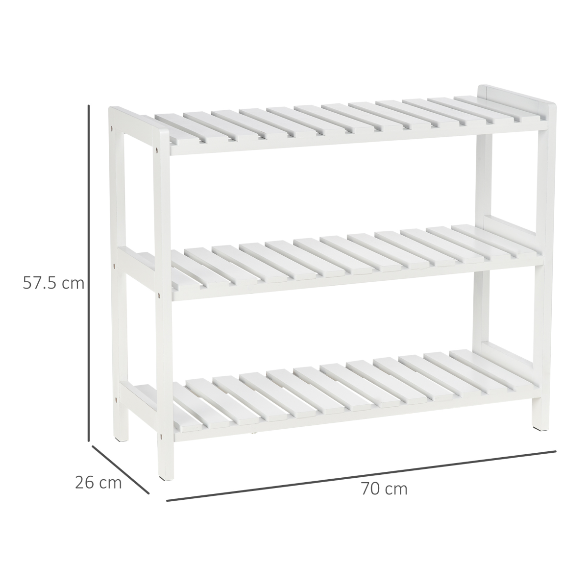 HOMCOM 3-Tier Wooden Shoe Rack, Open Slatted Shelves, 70cm Wide