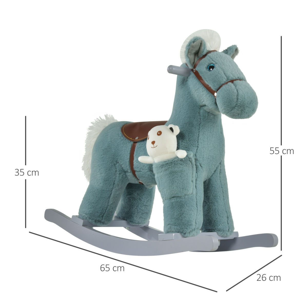 HOMCOM Kids Plush Ride-On Rocking Horse with Sounds & Handle Grip