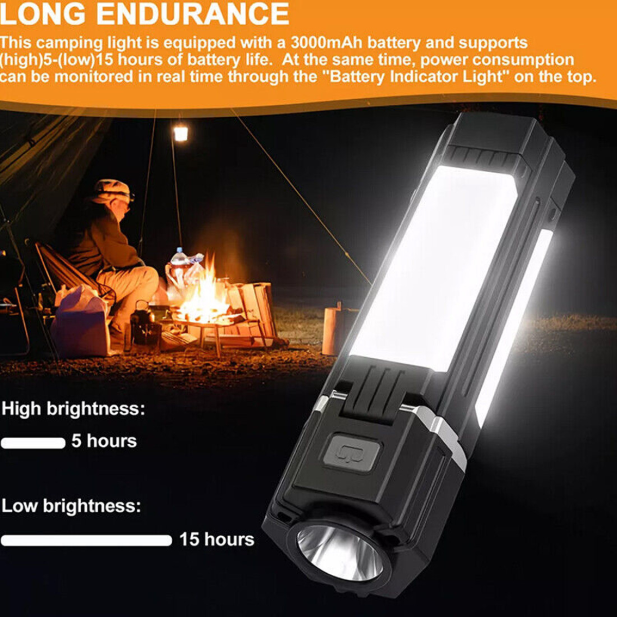Rechargeable Foldable LED Camping Lantern Light Outdoor Camping Hiking Flashlight Work Light Camping Lantern Light