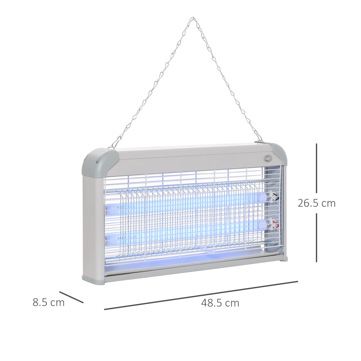 Outsunny 30W Wall-Mounted Mosquito LED Killer Lamp Insect Zapper, Steel Grey