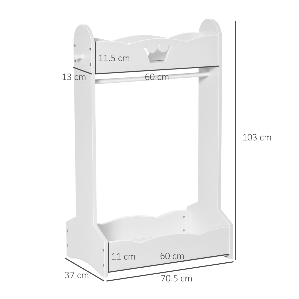 Kids Wooden Clothes Rack with Storage Shelves and Hooks, Princess Hall Tree for Ages 3-8 Years
