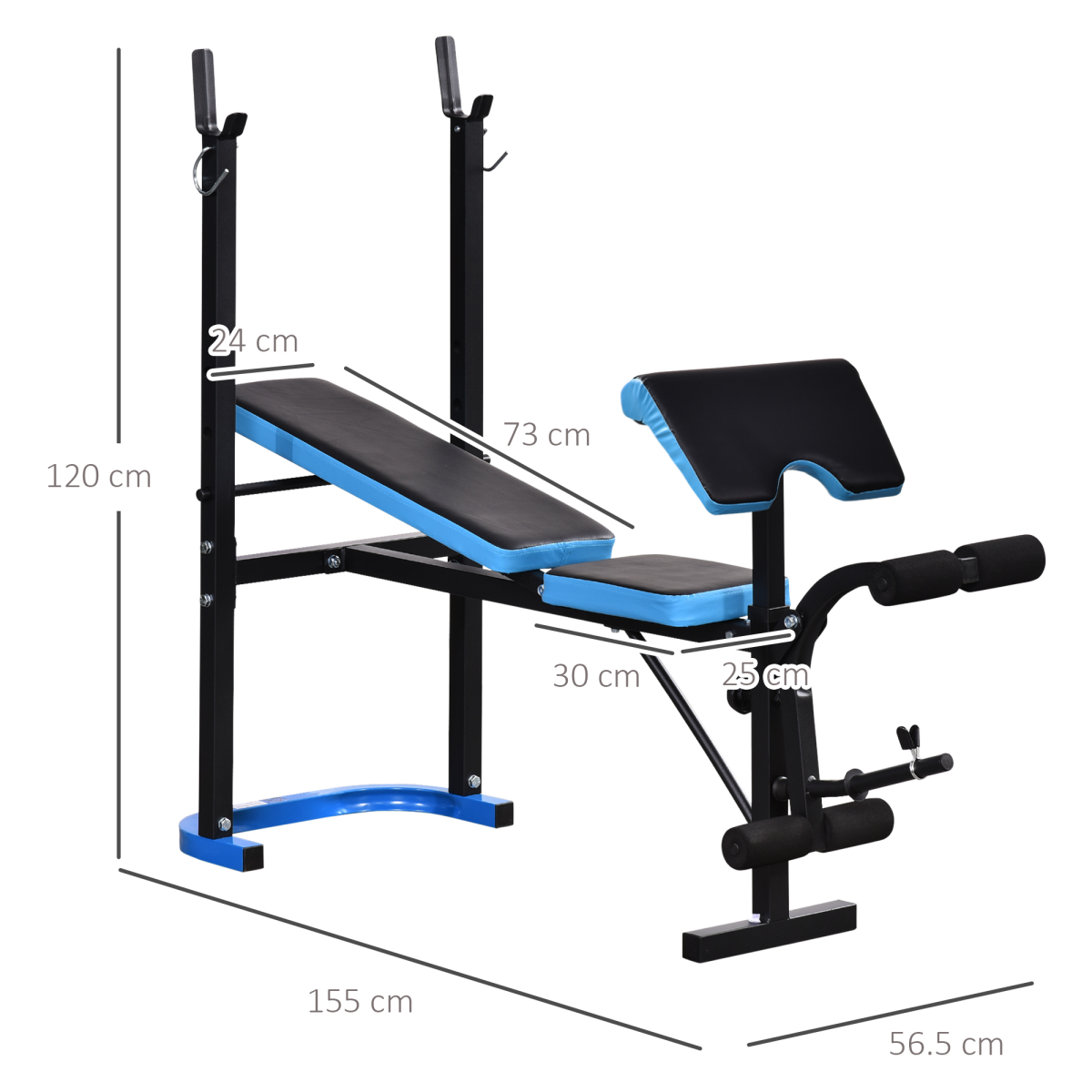 Adjustable Weight Bench with Leg Developer and 3-Level Adjustable Barbell Rack for Home Gym